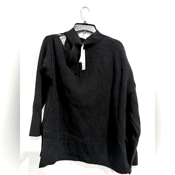 SANCTUARY Women's One-Cold-Shoulder Long-Sleeve Sweater Cut It Out Black… - Picture 9 of 10
